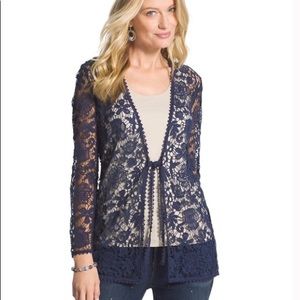 Chico’s Crochet Lace Tie Front Jacket